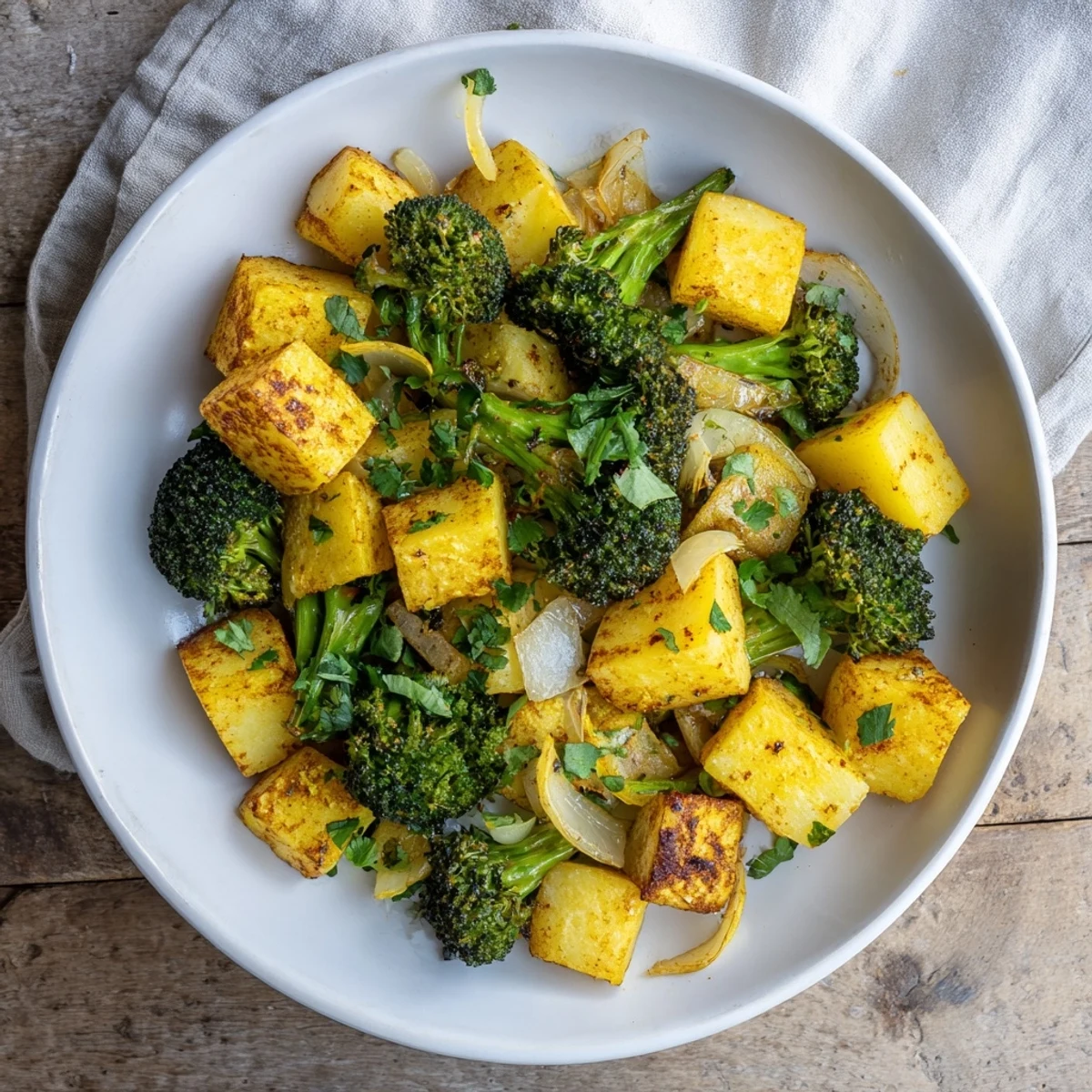 Vibrant image of Roasted Lemon Potatoes and Broccoli, aromatic with garlic and zesty lemon, ready to enjoy.