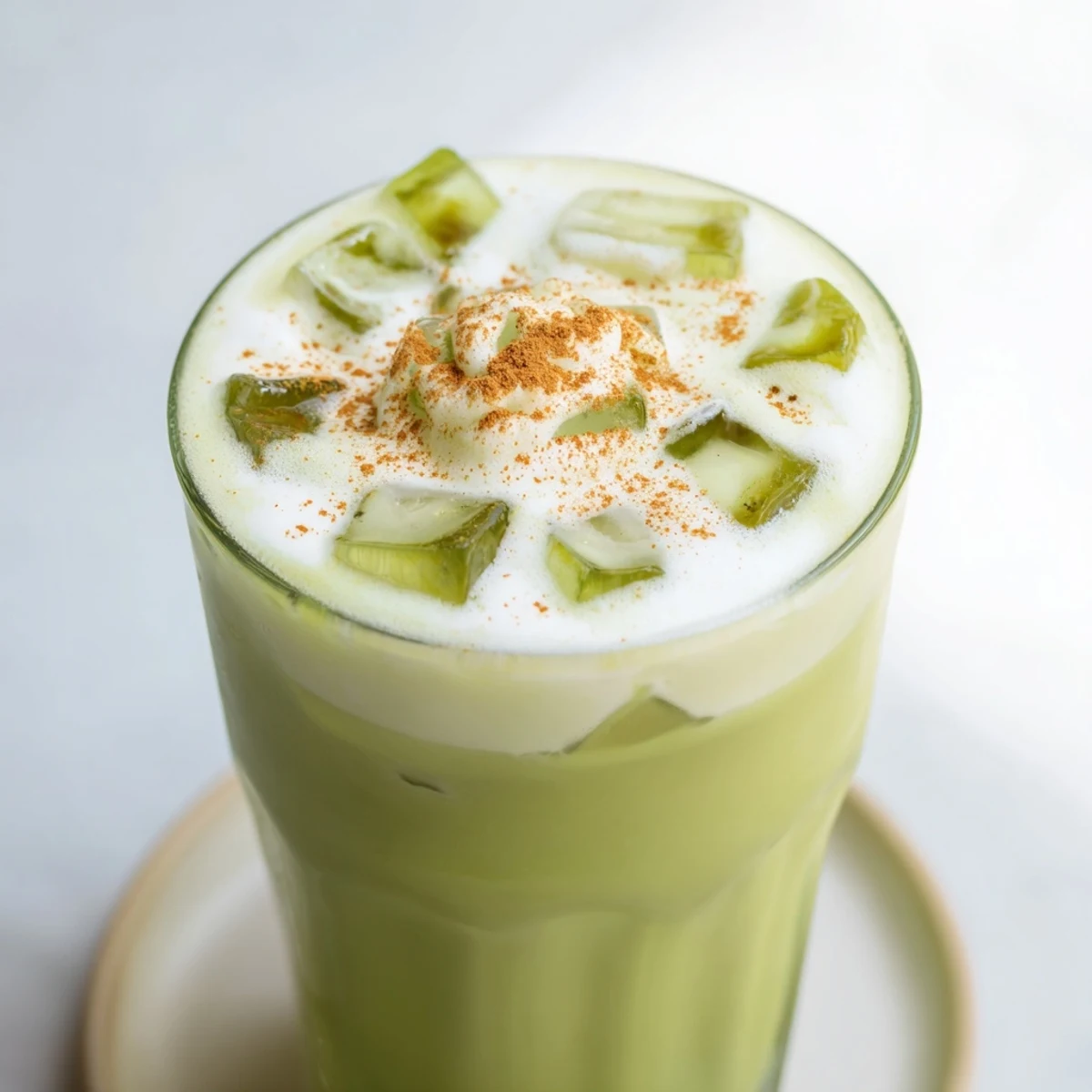Enjoy a refreshing Iced Matcha with Protein Foam, a delicious, healthy treat with creamy, vibrant layers.