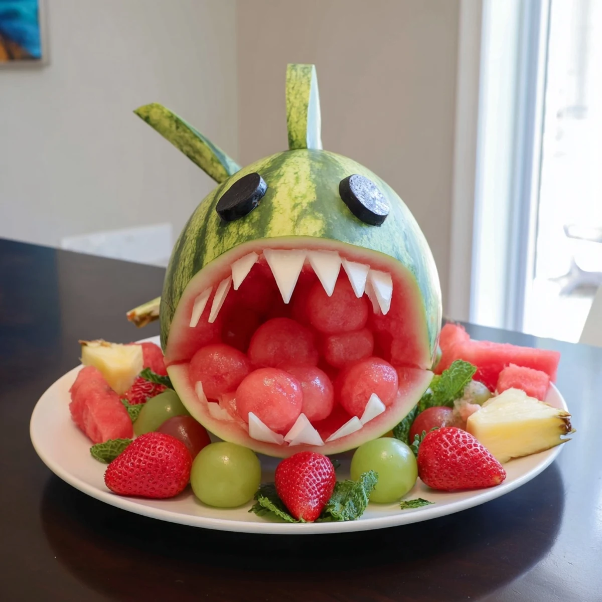 Imagine a festive Watermelon Wave Shark Snack Board, a delightful mix of sweet and savory summertime treats.