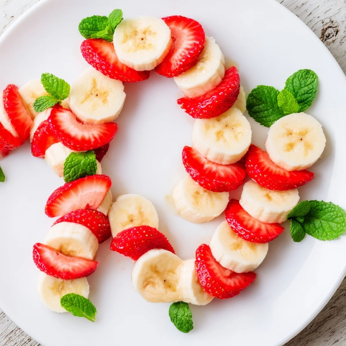 Sweet Banana Strawberry Candy Cane: a delicious, easy-to-make healthy snack, ready for serving now.