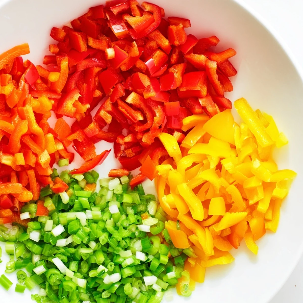 Freshly sliced bell pepper strips ready to dip into a herbed Greek yogurt bowl; a light snack.