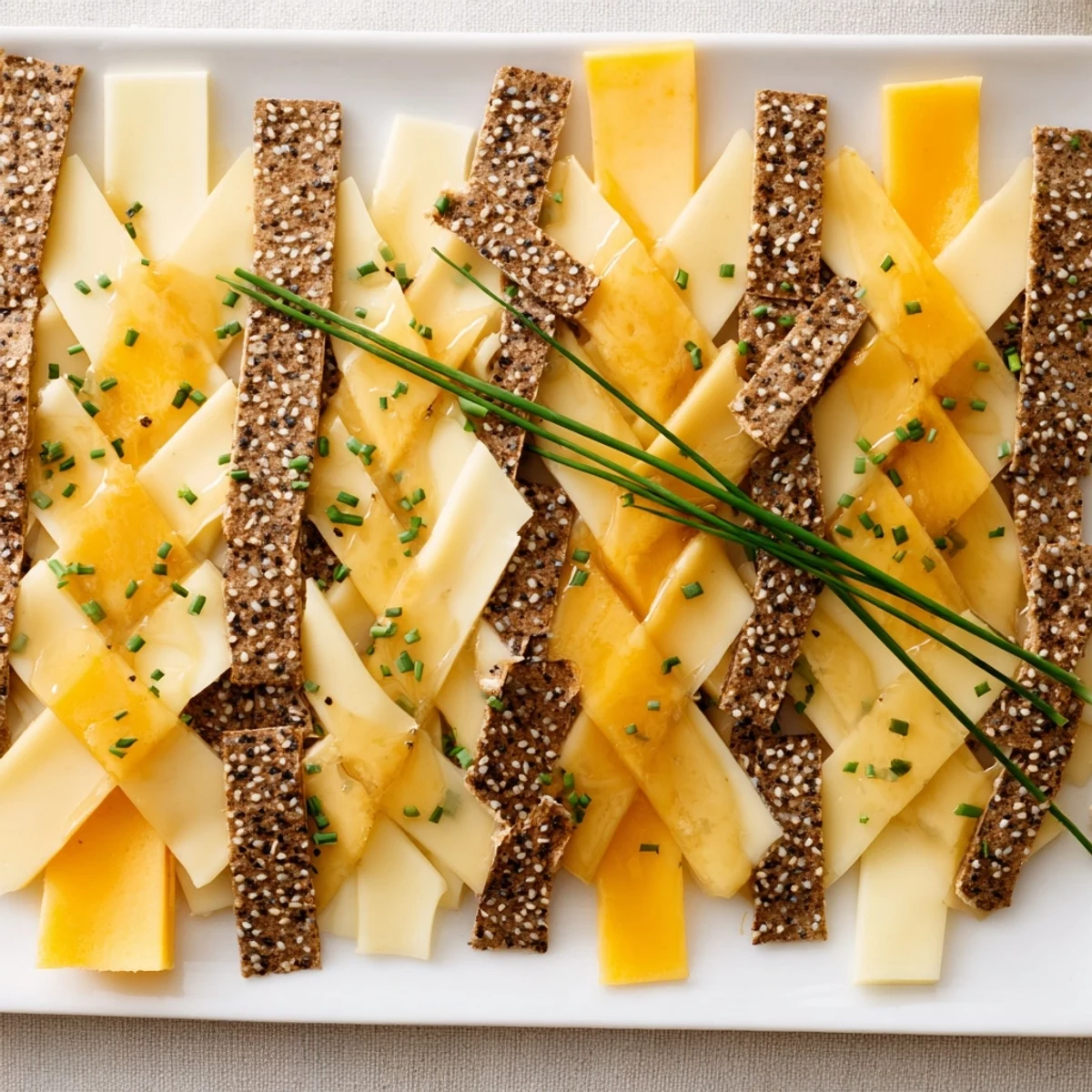 The Garden Gate Lattice: a stunning arrangement of cheeses and crackers, bursting with flavor, ready to eat!