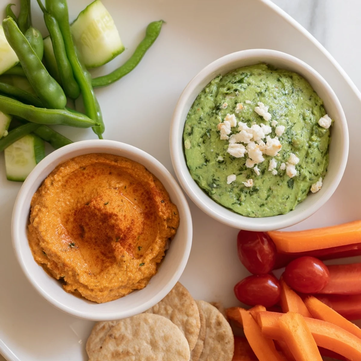 Delicious Festive Dip: a close-up of a holiday board overflowing with creamy, colorful dips and fresh crudités.