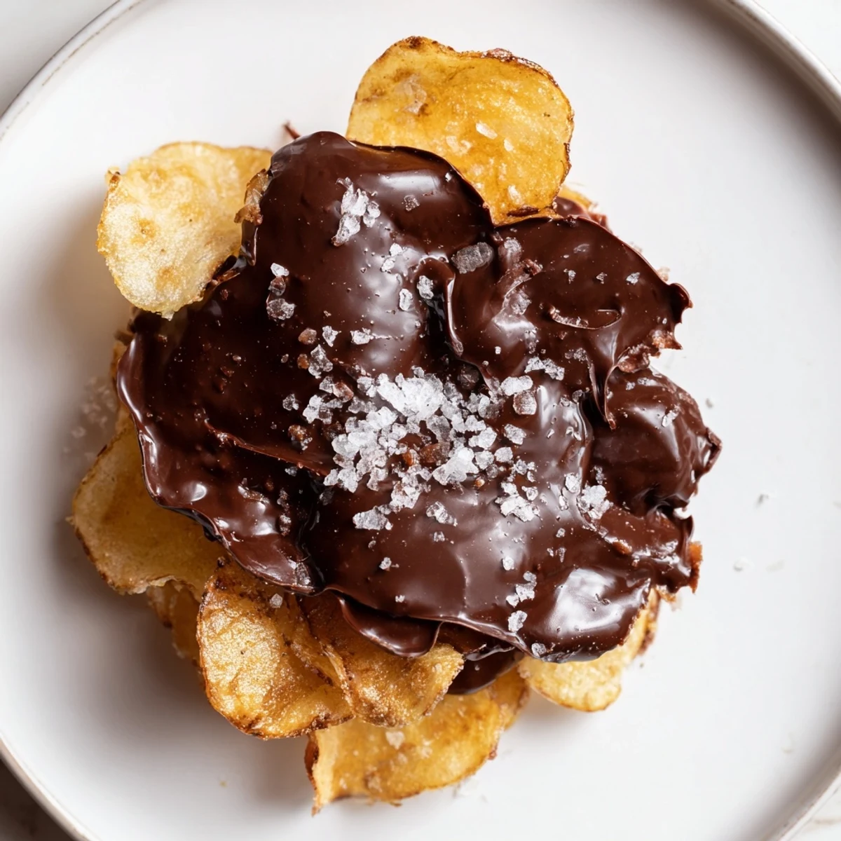 A close-up of delicious Chocolate Potato Chip Bark, showcasing the sweet and salty layers.