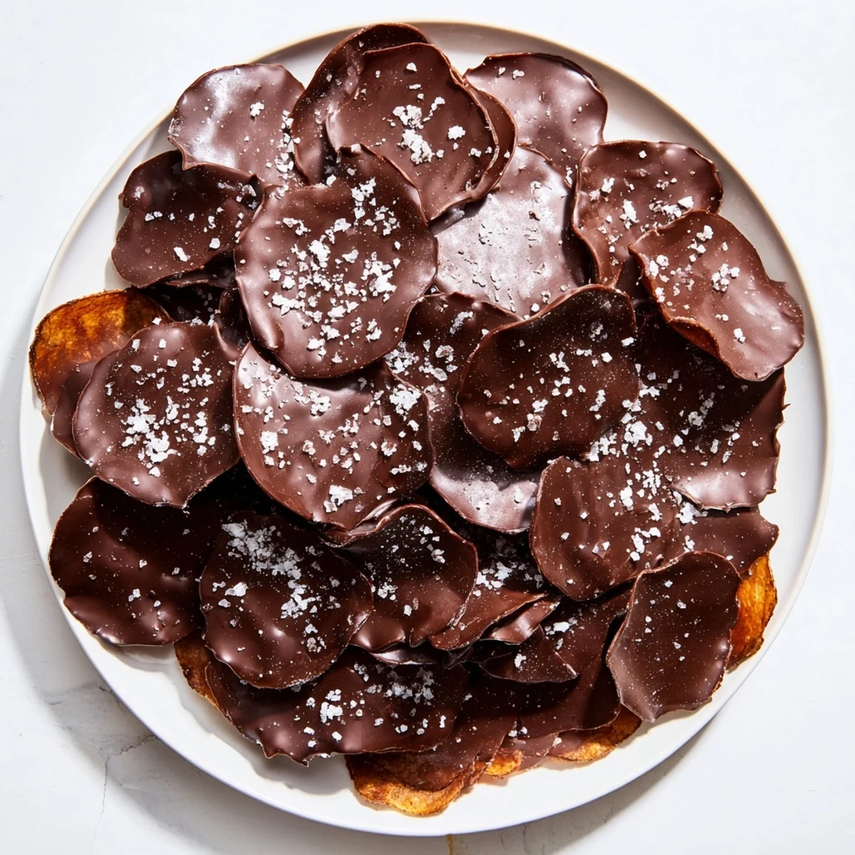 This stunning picture shows everyone's favorite Chocolate Potato Chip Bark, ready to be broken and savored.