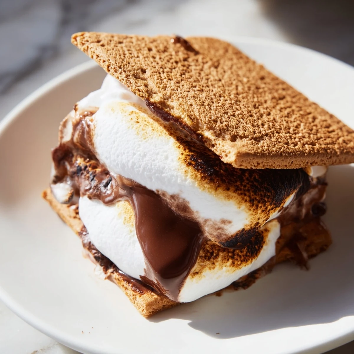 Golden marshmallows melted over rich chocolate, sandwiched between crisp graham crackers in this air fryer smores recipe.  