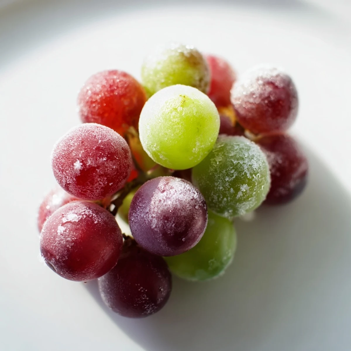 Frozen grapes spa treat glistening on a baking sheet, frozen to perfection with a crisp, juicy texture for spa days.