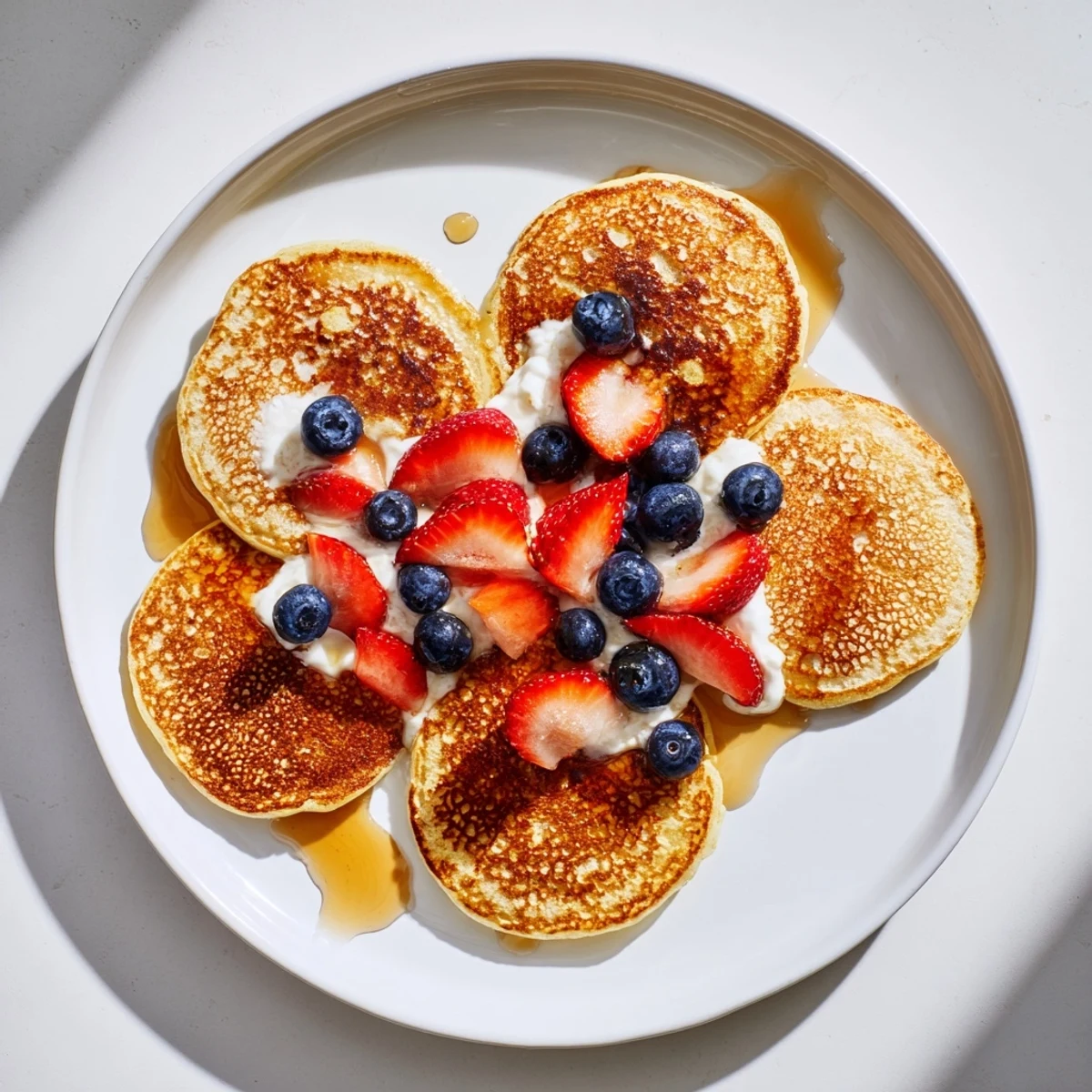 A close-up of delicious, dairy-free banana pancakes with a golden edge, served for a healthy breakfast.