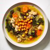 Chicken Kale Soup Crispy Chickpeas