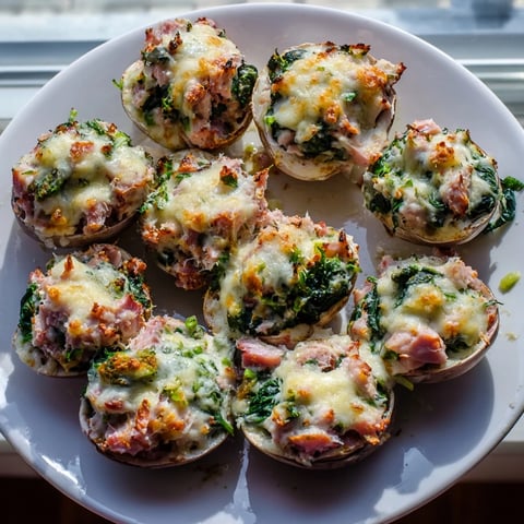 High-Protein Cottage Cheese Alfredo Christmas Shells, bubbly and cheesy, ready for a festive holiday dinner.