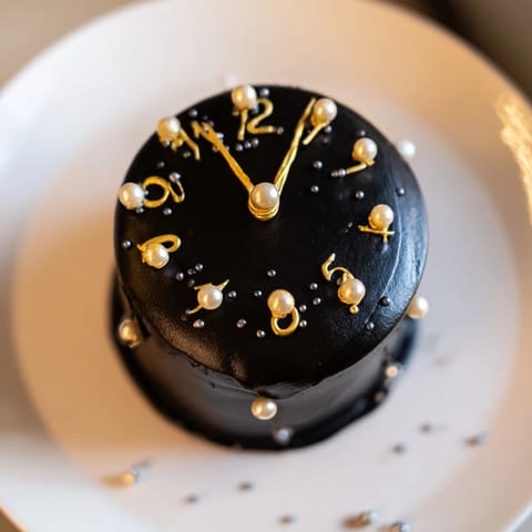 Fun Countdown Clock Mini Desserts, ready to eat, with buttercream frosting and sprinkles celebrating time.