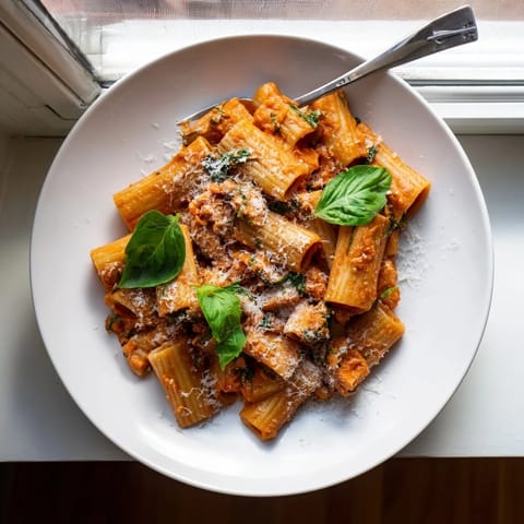 Homemade Hidden Veggie Tomato Pasta Sauce simmering with pureed carrots, zucchini, and spinach.  
