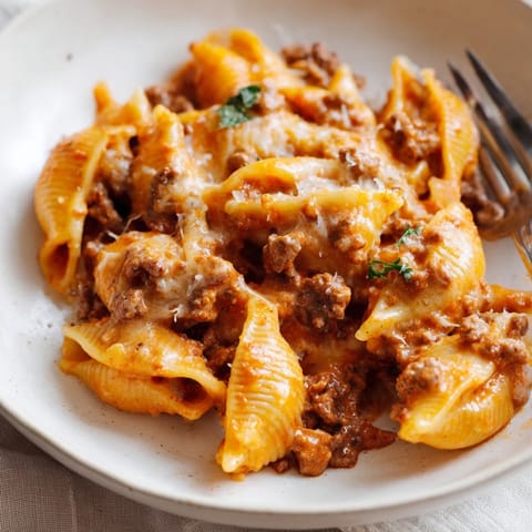 One Pot Creamy Beef and Shells