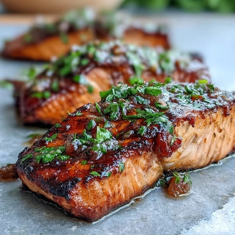 Perfectly grilled salmon fillets served with a bright, juicy strawberry salsa bursting with fresh flavors.  