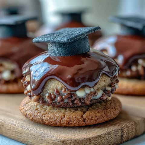 Festive fondant mortarboard cookies celebrate graduation with fun, edible caps on sugar cookie bases.