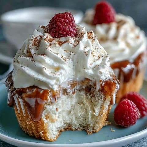 Cinco de Mayo Tres Leches Cupcakes soaked in sweet three-milk blend, topped with fluffy whipped cream and a sprinkle of cinnamon.