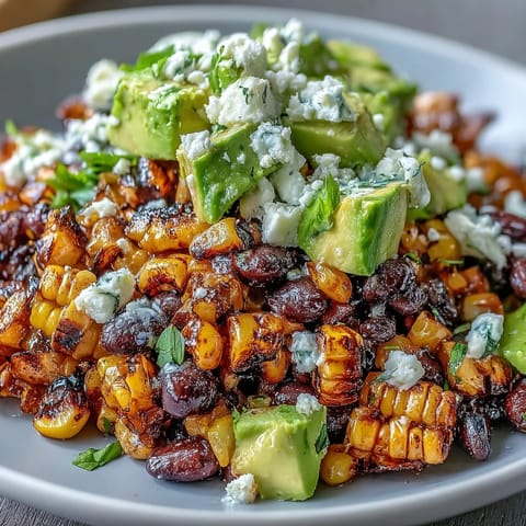 Vibrant bowl of grilled corn and black bean taco salad, perfect for summer.