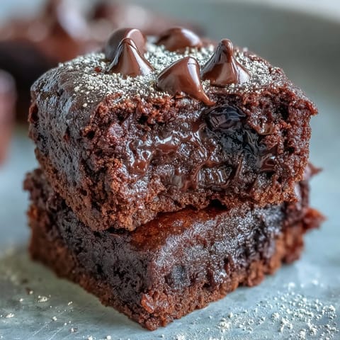 Fudgy Fiber-Maxxing Bean Brownie Bites, a gluten-free treat dotted with chocolate chips.