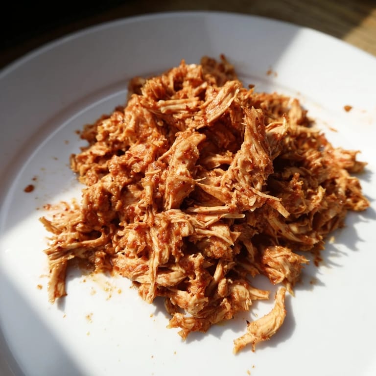Juicy, shredded Slow Cooker Salsa Chicken, perfect with savory taco seasoning and zesty salsa's flavor.