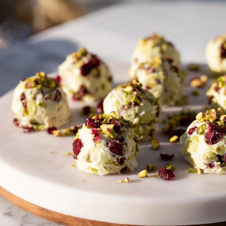 A close-up view of delightful Matcha White Chocolate Cranberry Bark ready to serve with a lovely crunch.
