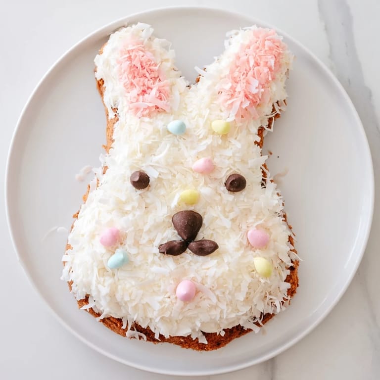 A delightful close-up of Spring Bunny Carrot Cake, perfect for Easter celebrations or spring events.