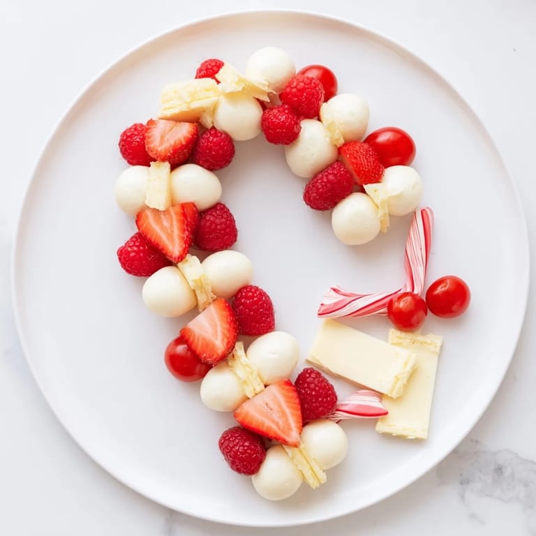 Delicious Festive Red and White Candy Cane Snack Board, an easy appetizer loaded with red and white goodies.