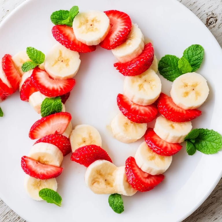 Sweet Banana Strawberry Candy Cane: a delicious, easy-to-make healthy snack, ready for serving now.