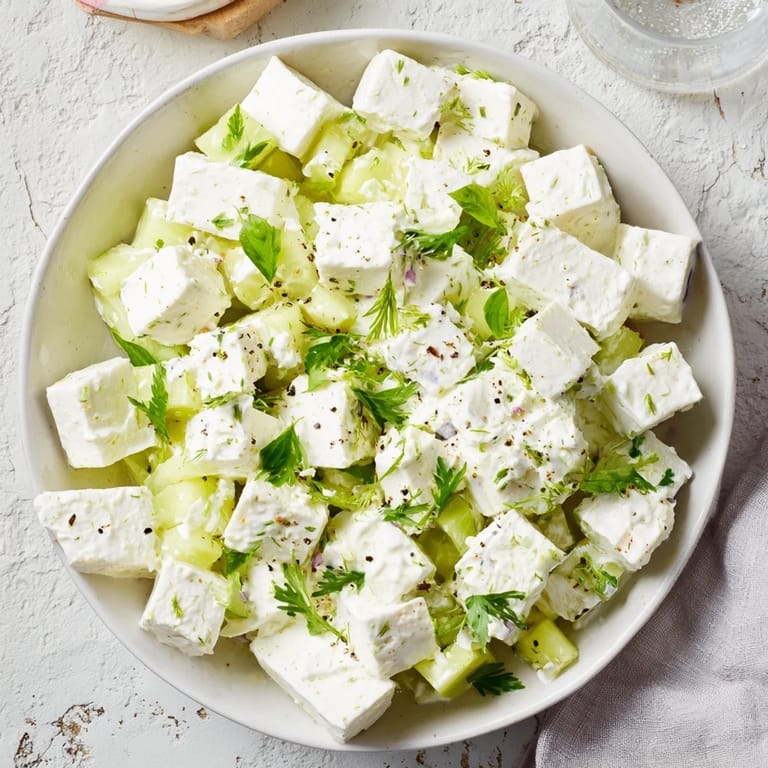 A vibrant bowl of fresh cucumber and Greek yogurt tzatziki salad, perfect for a summer side dish.