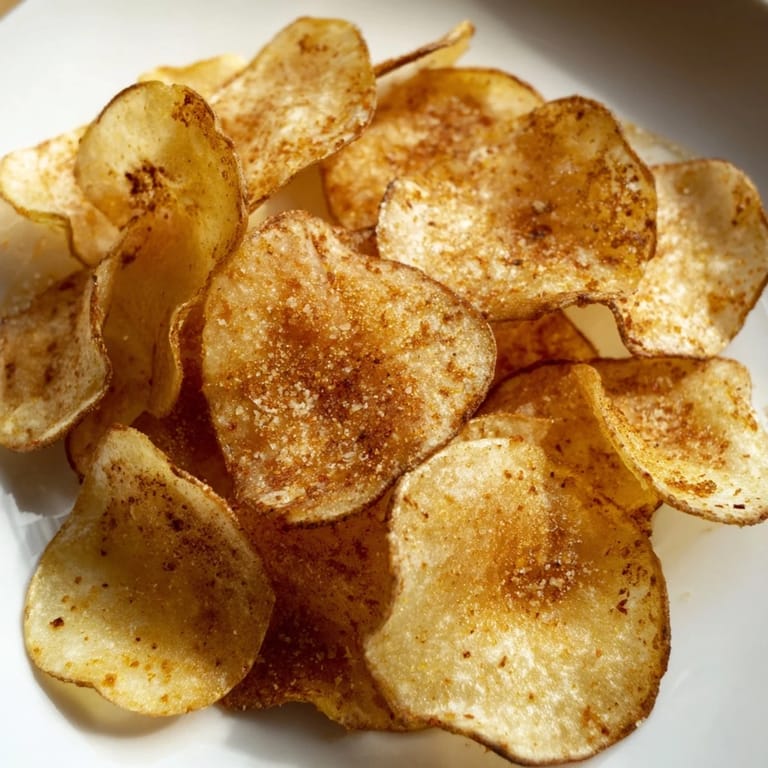 Enjoy a basket of simple, delicious, homemade air-fryer potato chips, perfectly seasoned and cooked.