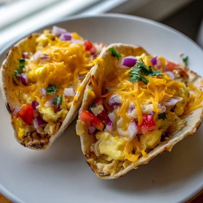 Savory Sheet Pan Breakfast Tacos with fluffy eggs and crisp taco shells, ready to serve and enjoy.