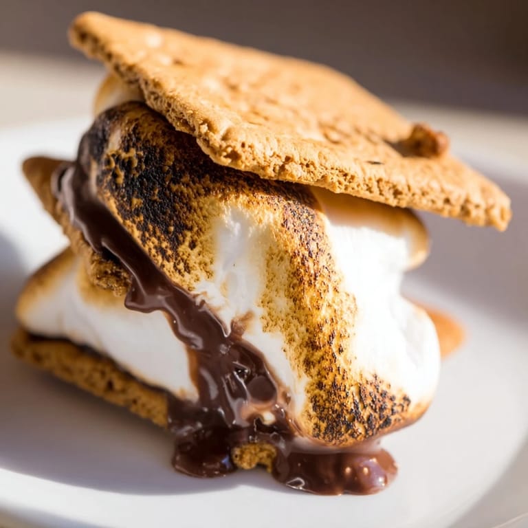 Easy air fryer smores recipe featuring puffed marshmallows and melted chocolate, served warm for a sweet snack.