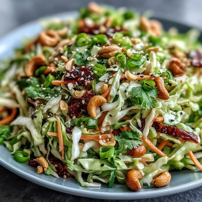 Zesty sesame-ginger dressing coats this refreshing Asian Cabbage Salad, perfect as a vegan side dish for grilled chicken or tofu.