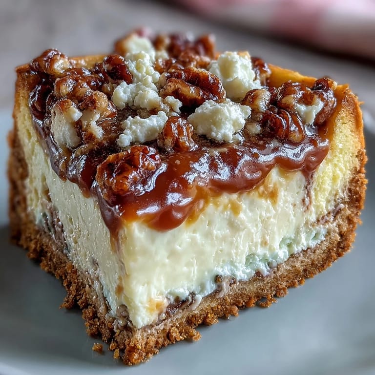 A close-up of Caramel Cream Cheese Bread displays a moist crumb, caramel drizzle, and a creamy filling swirl.