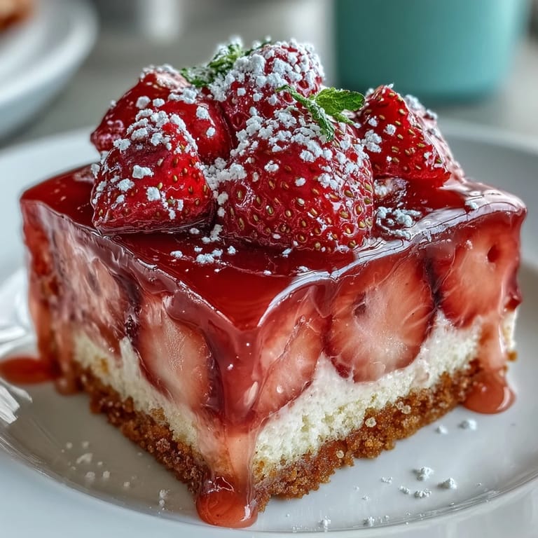 Bright pink strawberry lemonade filling over crisp shortbread, chilled and ready to serve at outdoor parties or picnics.