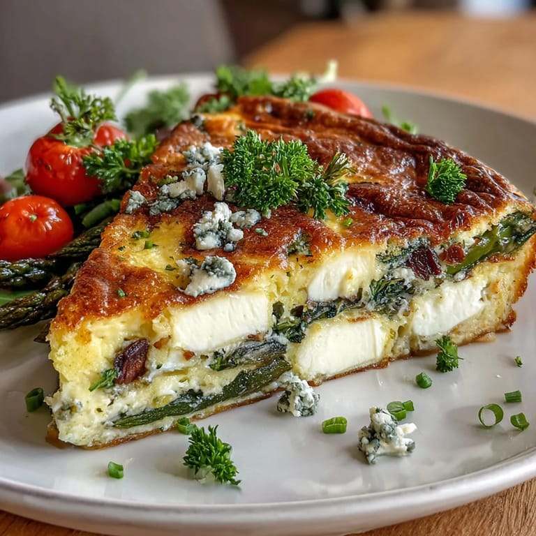 Spring Veggie Frittata with Asparagus and Goat Cheese: vibrant spring vegetables and herbs baked into a savory, protein-packed brunch centerpiece.