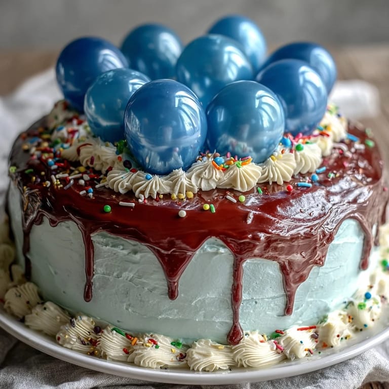 Elegant two-tier cake with creamy buttercream frosting and balloon cake toppers, a cheerful dessert for graduate celebrations.