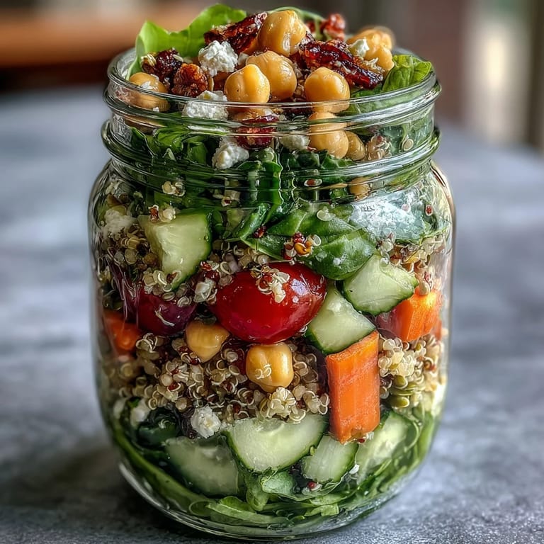 Healthy Summer Meal Prep: Mason Jar Salads for the Week - Crisp greens, vibrant veggies, and protein-rich toppings artfully stacked in mason jars for fresh, portable meals.