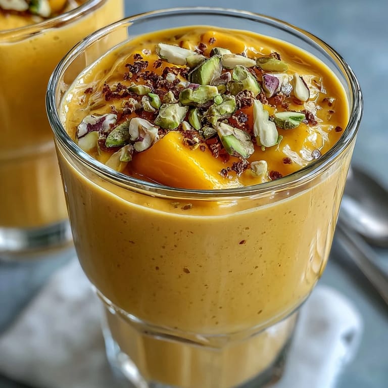 Vibrant Mango Lassi Smoothie, perfectly blended with yogurt, perfect for a summer treat.