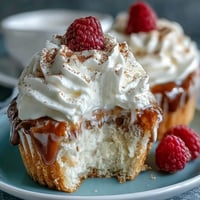 Cinco de Mayo Tres Leches Cupcakes soaked in sweet three-milk blend, topped with fluffy whipped cream and a sprinkle of cinnamon.