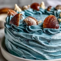 Cancer Zodiac Cake: moist blue vanilla cake with edible shells.